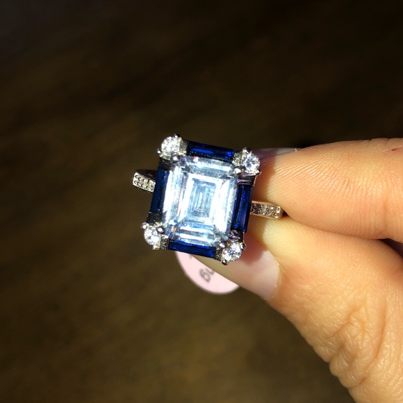 Jewelry - Sterling CZ and lab created sapphire ring, new, 8